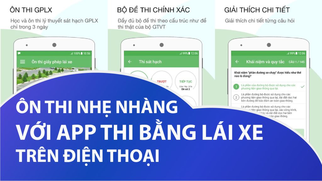 Ôn thi nhẹ nhàng với app thi bằng lái xe trên điện thoại